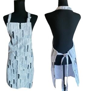 NOW DESIGNS Print Apron 27” x 32”L  29” Tie Black & White 100% Cotton NEW